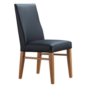 ZACK LEATHER DINING CHAIR - BLACK - TIMBER LEGS WHEAT