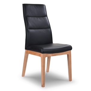 HALEY BLACK LEATHER DINING CHAIR - CLEAR LEGS