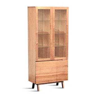 EVOLVE DISPLAY CABINET CLEAR LACQUER 840 X 400 X 1880H