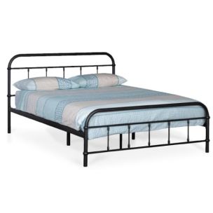 CERES QUEEN BED - BLACK METAL FRAME / TIMBER SLATS