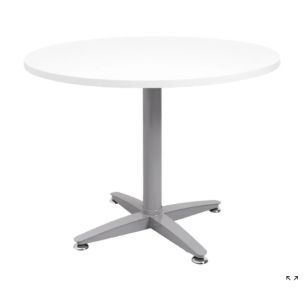 4 STAR ROUND TABLE 1200D X 705H - WHITE TOP/SILVER BASE