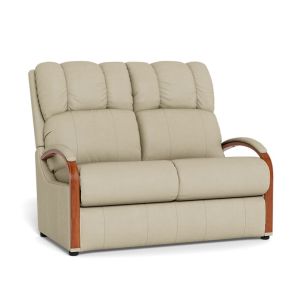 HARBOR TOWN 2 SEATER FIXED - CLOUD LEATHER / MAHOGANY ARMS