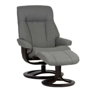ATLANTA RECLINER + FOOTSTOOL - SMOKE IBRODERICK / WALNUT