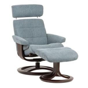 ROYAL RECLINER + FOOTSTOOL - ESSENZA FROST / WENGE