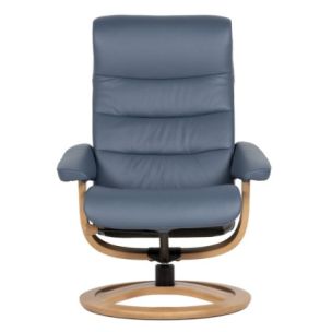 TAMPA RECLINER + FOOTSTOOL - ESSENZA SKY WITH OAK BASE