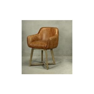 MALACCA TUB DINING CHAIR - GENUINE PIG SKIN - GREY