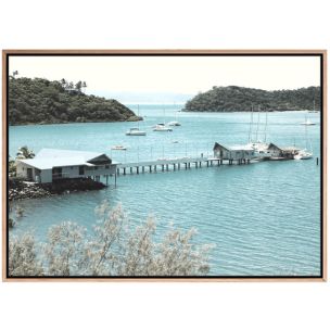 TROPICAL MARINA FRAMED CANVAS ARTWORK - 700 X 1000