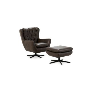 POLTRONA LEATHER CHAIR & FOOTSTOOL