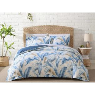 TOMMY BAHAMA PALMIERS BLUE QUILT COVER SET - QUEEN